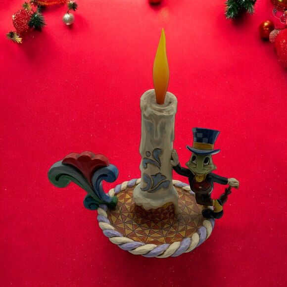Jim Shore Disney Pinocchio Jiminy Cricket Candle " Guiding Light" Bottom Signed